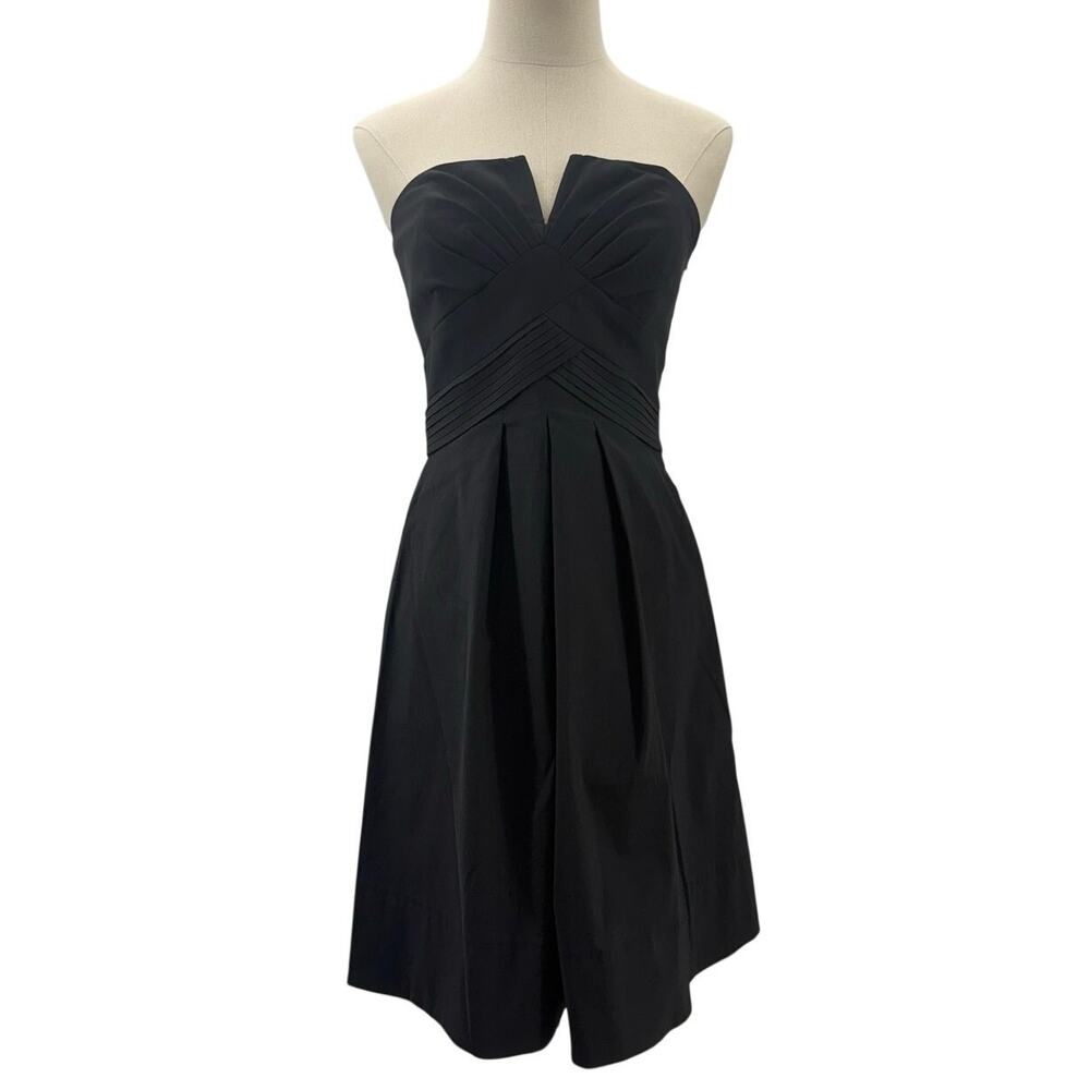 White House Black Market Women's 0 Strapless Black Pleated Cocktail Dress